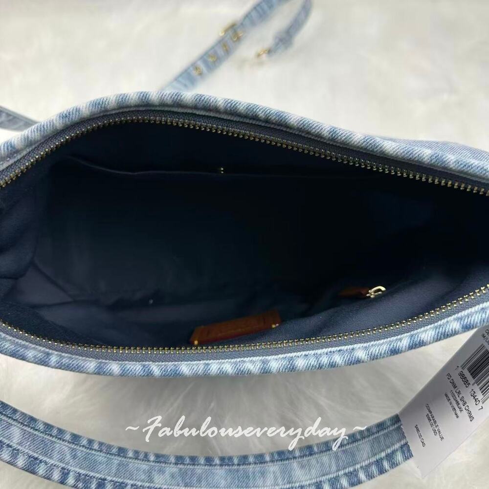 Coach Laurel Shoulder Xbody Bag In Loved Denim With Charms CEF26 Light Indigo - Picture 8 of 9